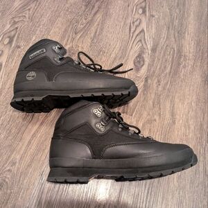 Mens Timberland Euro Hiker Mid Boot - Black Leather, Size 9.5 M US